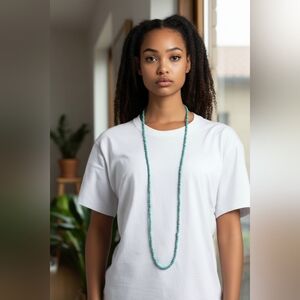 Natural Turquoise Beaded Necklace – Handmade Boho Jewelry, Genuine Gemstone Gift